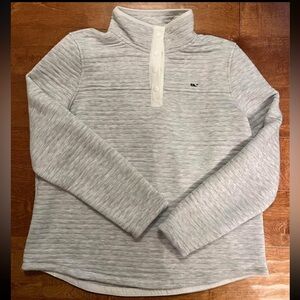 NWT Womens Vineyard Vines Channel Snap Quilted Pullover - M - Light Gray Heather